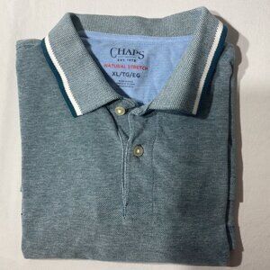 Chaps Mens XL Polo Shirt Natural Stretch Heather Gray Short Sleeve